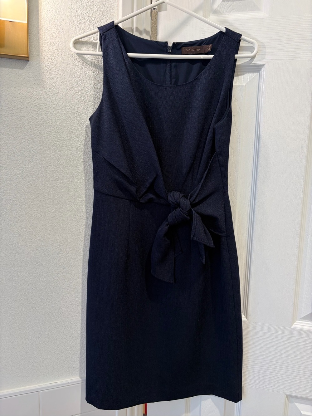 The Limited Navy Tie-Front Midi Sheath Dress